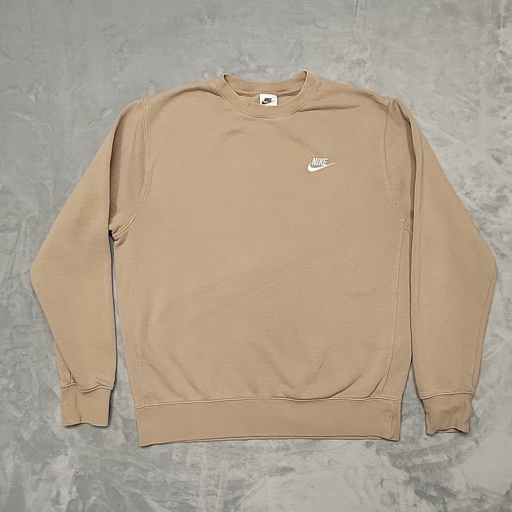 Nike Sweatshirt Men Medium Beige Sportswear Club Fleece Crewneck Pullover Fleece